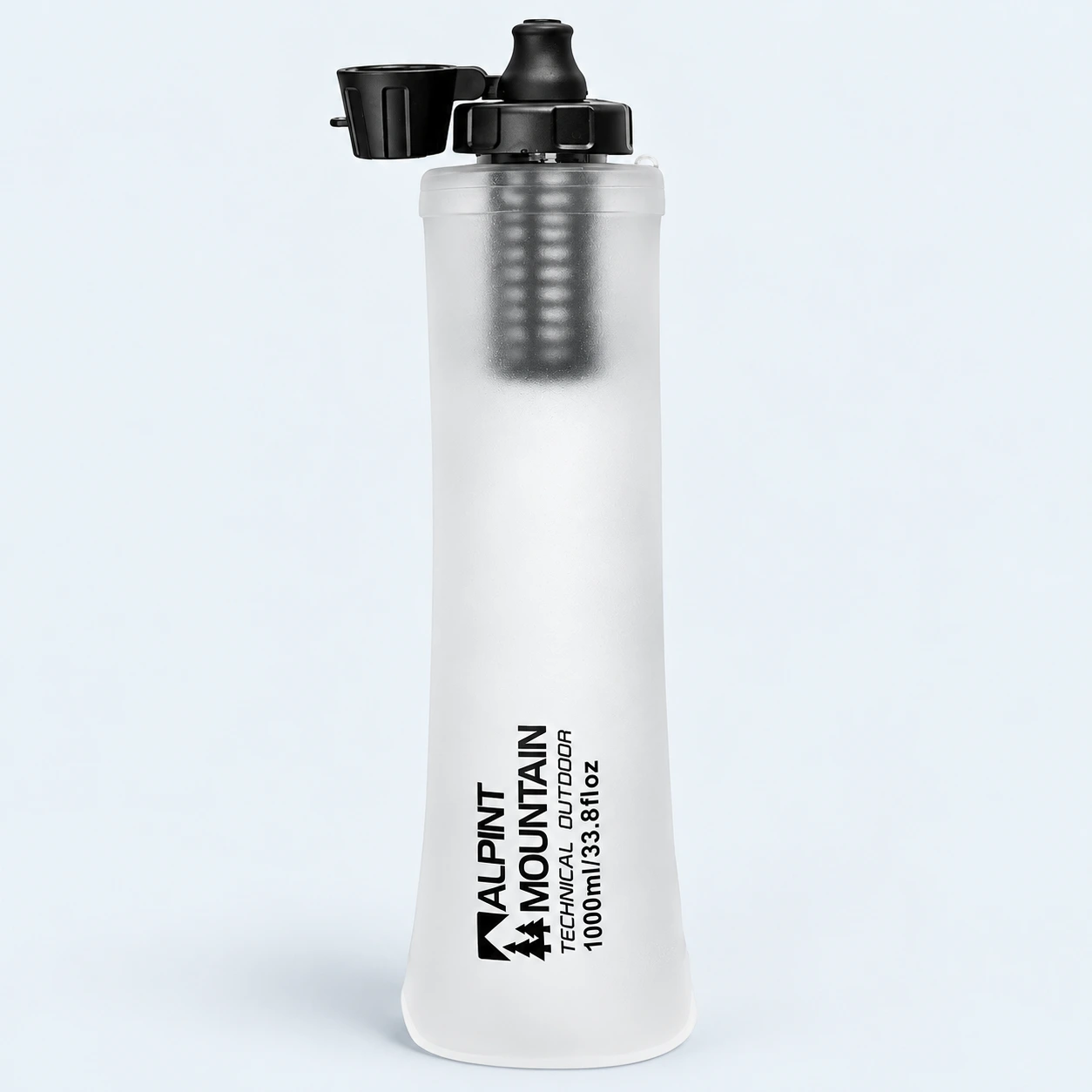 ALPINT MOUNTAIN translucent 1L bottle with its black cap assembly