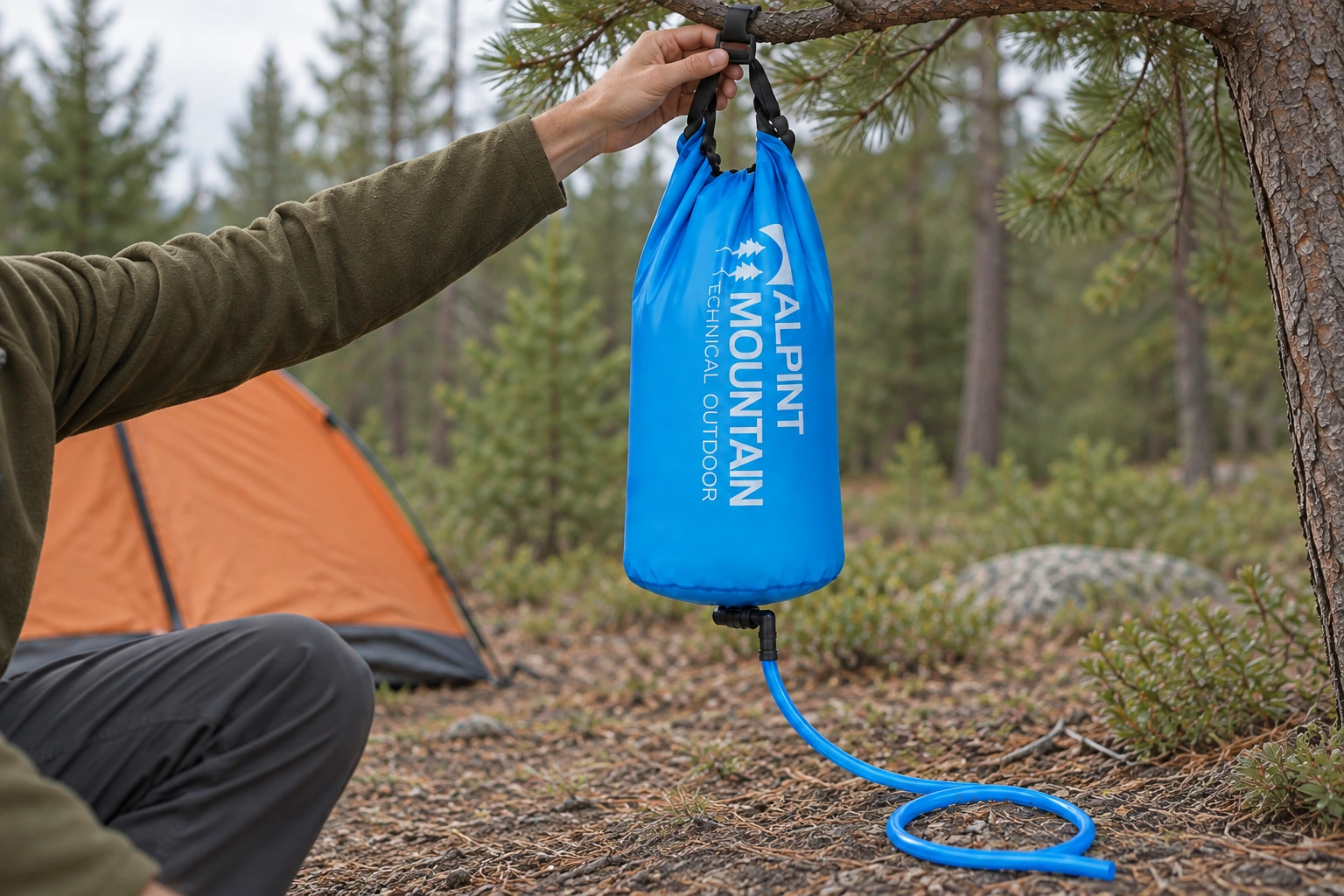 Illustrative outdoor handling scene showing the complete ALPINT MOUNTAIN The Gravity Bag